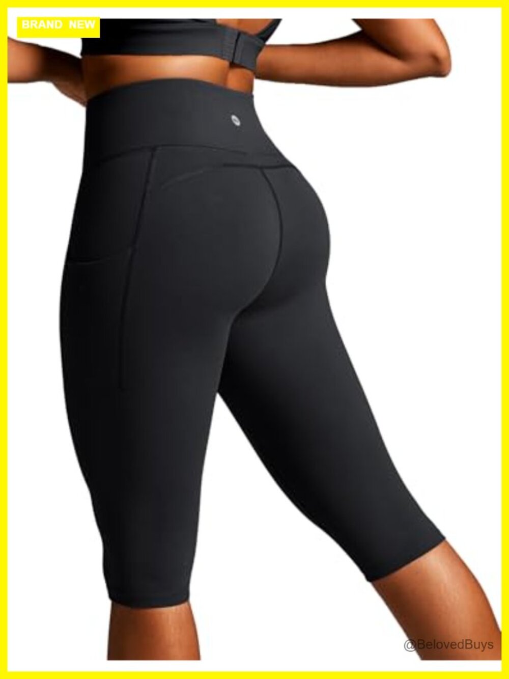 High Waisted Capri Leggings with Pockets Knee Length